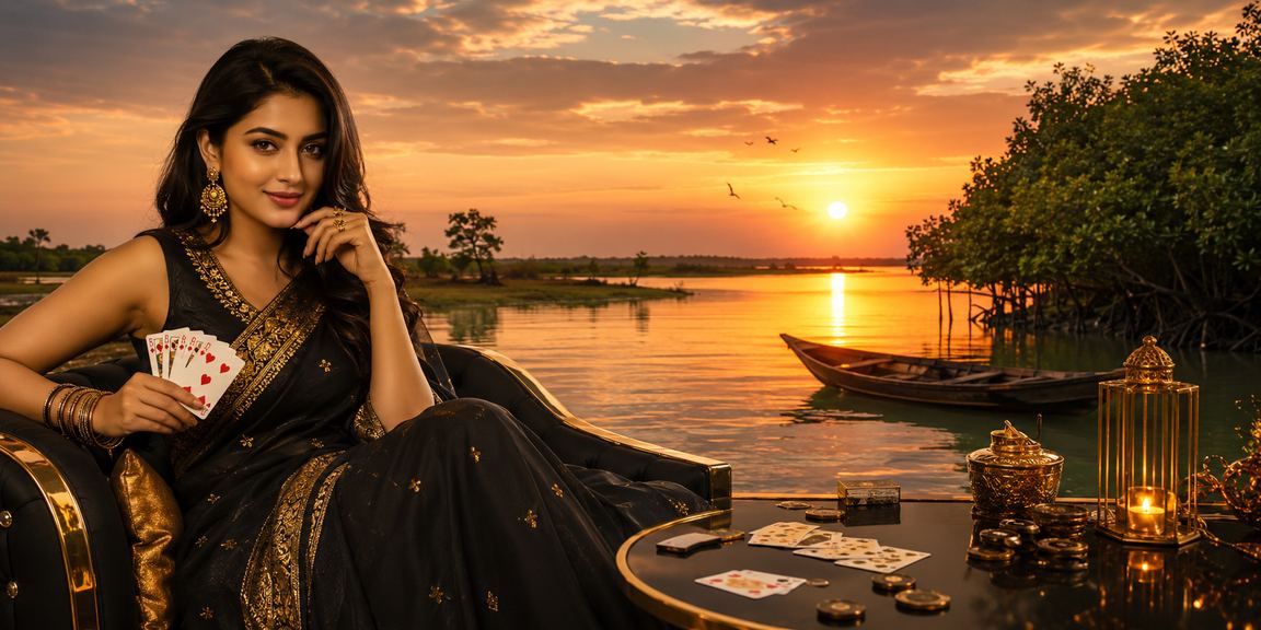 সুন্দরবনের কাছে uk999 রামি গেম খেলছেন একজন ব্যবহারকারী সমুদ্রসৈকতে